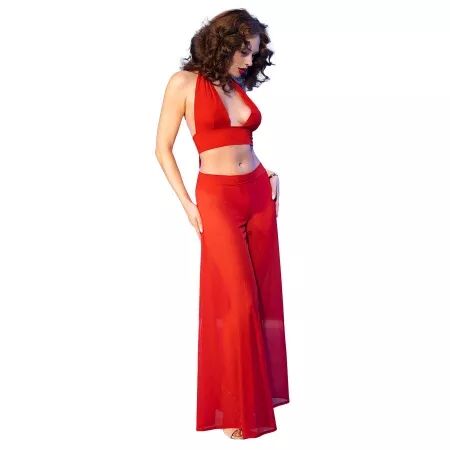 CHILIROSE - CR 4857 ENSEMBLE HAUT ET PANTALON ROUGE TAILLE S