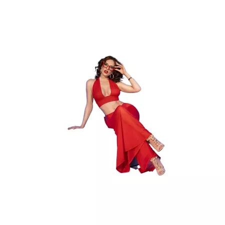 CHILIROSE - CR 4857 ENSEMBLE HAUT ET PANTALON ROUGE TAILLE L