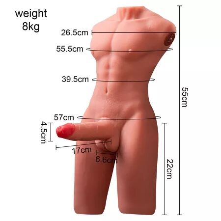 XISE - JASON DEMI-CORPS TORSE HOMME RÉALISTE AVEC POUSSÉES ET VIBRATIONS 55 CM