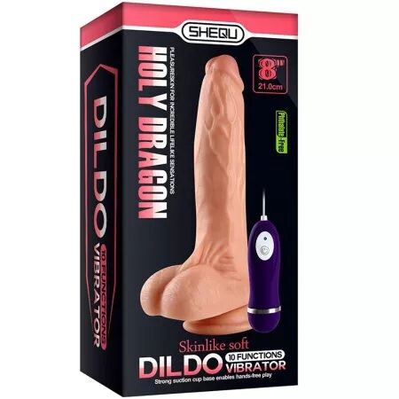 SHEQU - Gode vibrateur Holy Dragon avec télécommande 20,5 cm