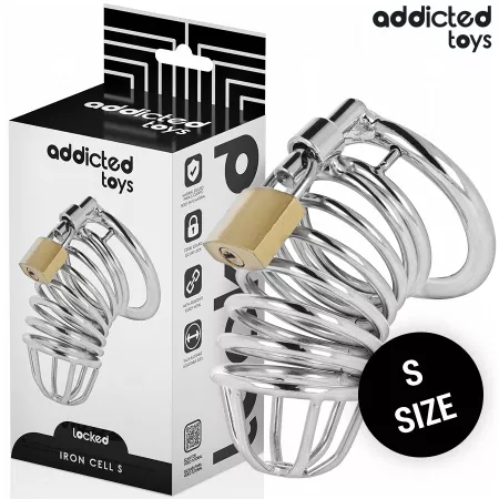 ADDICTED TOYS LOCKED - CAGE À PÉNIS EN MÉTAL IRON CELL 4 CM TAILLE S