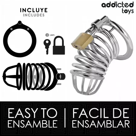 ADDICTED TOYS LOCKED - CAGE À PÉNIS EN MÉTAL IRON CELL 4 CM TAILLE S