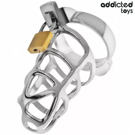 ADDICTED TOYS LOCKED - CAGE À PÉNIS EN MÉTAL AVEC VERROU ARGENT TAILLE M