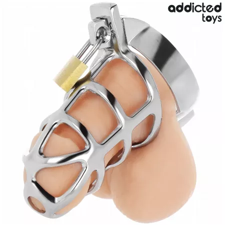 ADDICTED TOYS LOCKED - CAGE À PÉNIS EN MÉTAL AVEC VERROU ARGENT TAILLE S