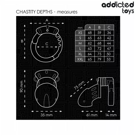 ADDICTED TOYS LOCKED - CAGE À PÉNIS CHASTETÉ PROFONDEUR 7,5 CM
