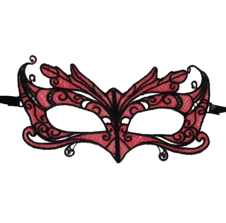 QUEEN LINGERIE - MASQUE EN DENTELLE DÉTAILS ROUGES