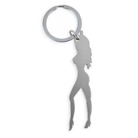 DIABLO PICANTE - PORTE-CLÉS AVEC SILHOUETTE FÉMININE ARGENTÉE AVEC DÉCAPOTEUR