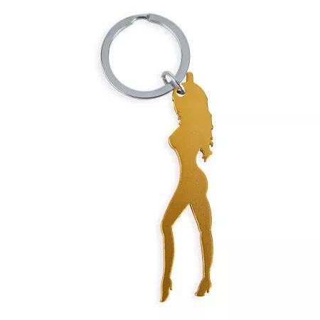DIABLO PICANTE - PORTE-CLÉS AVEC SILHOUETTE FÉMININE COULEUR OR AVEC DÉCAPOTEUR