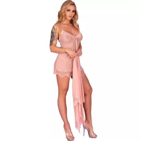 LIVCO CORSETTI FASHION - BABYDOLL HYEONA 1710 + THONG ROSE S