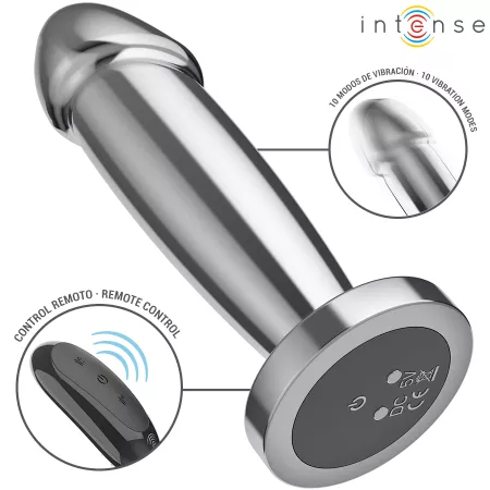 INTENSE - PLUG ANAL 10 VIBRATIONS GODE MÉTALLIQUE AVEC TÉLÉCOMMANDE S