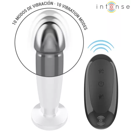 INTENSE - PLUG ANAL 10 VIBRATIONS GODE MÉTALLIQUE AVEC TÉLÉCOMMANDE M