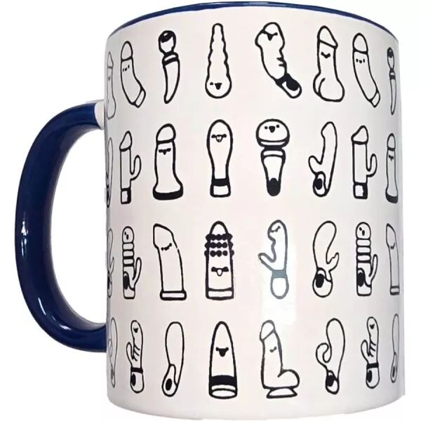 DIABLO PICANTE - TASSE VIBRANTE BLANCHE AVEC ANSE BLEUE 370 ML
