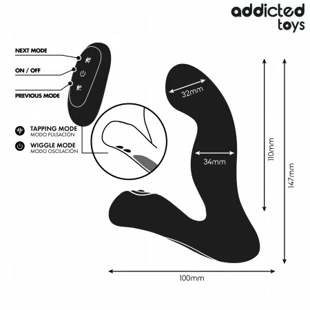 ADDICTED TOYS - MASSEUR DE PROSTATE OSCILLANT AVEC MODE PULSATION ET T&Eacute;L&Eacute;COMMANDE