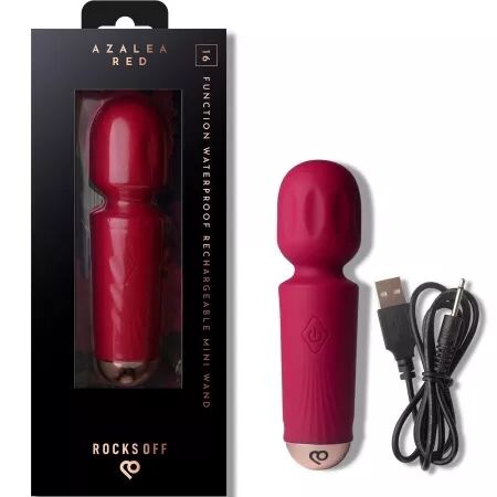 ROCKS-OFF - MINI BAGUETTE RECHARGEABLE 16 FONCTIONS ROUGE AZAL&Eacute;E