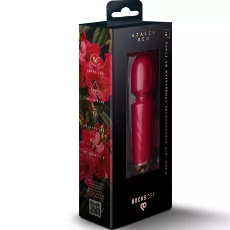 ROCKS-OFF - MINI BAGUETTE RECHARGEABLE 16 FONCTIONS ROUGE AZAL&Eacute;E
