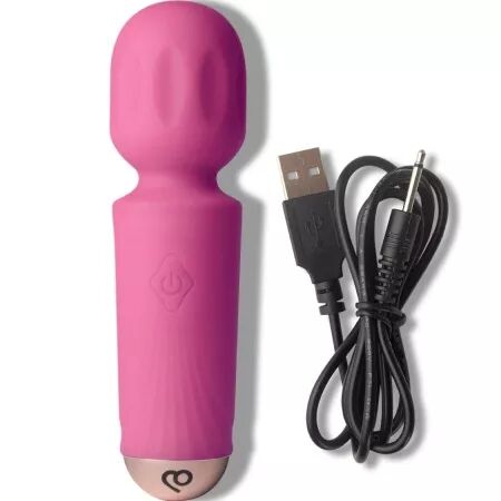 ROCKS-OFF - MINI BAGUETTE RECHARGEABLE 16 FONCTIONS ROSE PIVOINE
