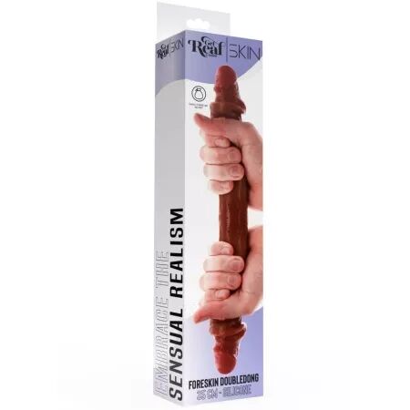 GET REAL - GODEMICHET EN SILICONE &Agrave; DOUBLE EXTR&Eacute;MIT&Eacute; CARAMEL 35 CM