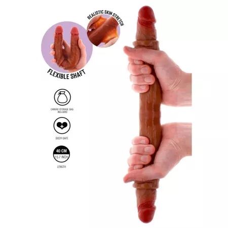 GET REAL - GODEMICHET EN SILICONE &Agrave; DOUBLE EXTR&Eacute;MIT&Eacute; CARAMEL 40 CM