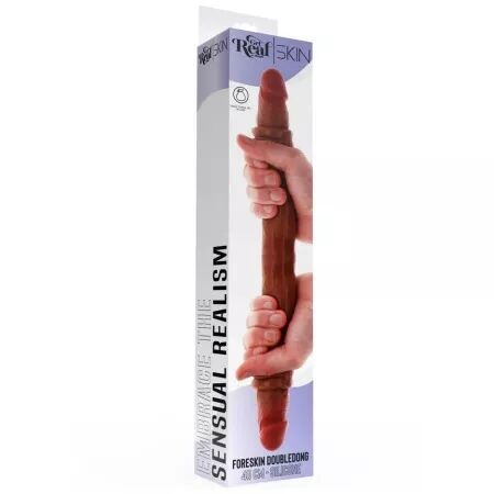 GET REAL - GODEMICHET EN SILICONE &Agrave; DOUBLE EXTR&Eacute;MIT&Eacute; CARAMEL 40 CM