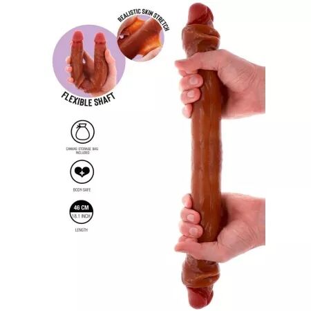 GET REAL - GODEMICHET EN SILICONE &Agrave; DOUBLE EXTR&Eacute;MIT&Eacute; CARAMEL 46 CM