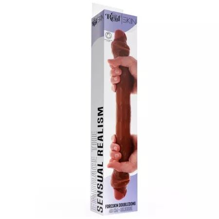 GET REAL - GODEMICHET EN SILICONE &Agrave; DOUBLE EXTR&Eacute;MIT&Eacute; CARAMEL 46 CM