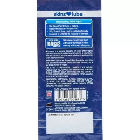 SKINS - AQUA LUBRIFIANT &Agrave; BASE D'EAU DOSE UNIQUE 5 ML