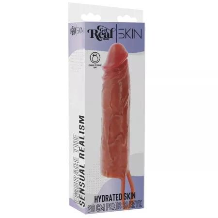 GET REAL - MANCHON P&Eacute;NIS EN SILICONE HYDRATANT CARAMEL 20 CM