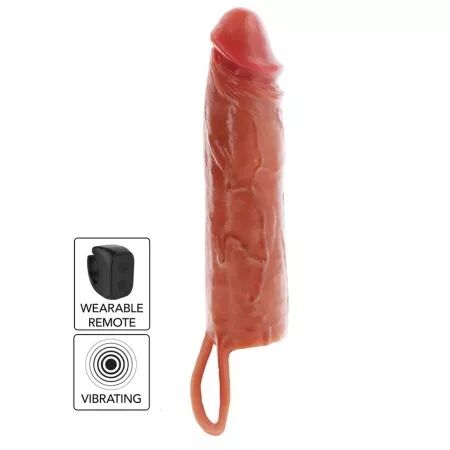 GET REAL - MANCHON P&Eacute;NIS VIBRANT EN SILICONE HYDRATANT CARAMEL 20 CM