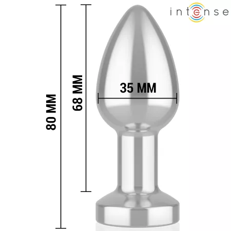 INTENSE - PLUG ANAL VIBRANT EN M&Eacute;TAL AVEC LUMI&Egrave;RES LED ET T&Eacute;L&Eacute;COMMANDE - TAILLE S