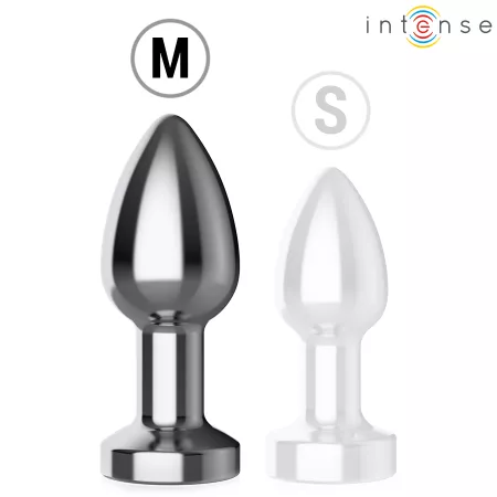 INTENSE - PLUG ANAL VIBRANT EN M&Eacute;TAL AVEC LUMI&Egrave;RES LED ET T&Eacute;L&Eacute;COMMANDE - TAILLE M