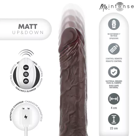 MR INTENSE - MATT R&Eacute;ALISTE MULTIFONCTION AVEC VIBRATION HAUT ET BAS ET T&Eacute;L&Eacute;COMMANDE 22 CM -O- 4 CM