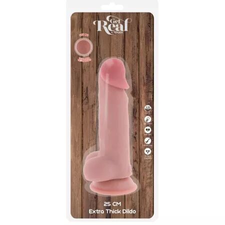 GET REAL - P&Eacute;NIS R&Eacute;ALISTE DE LUXE AVEC TESTICULES EXTRA &Eacute;PAIS DE 25 CM