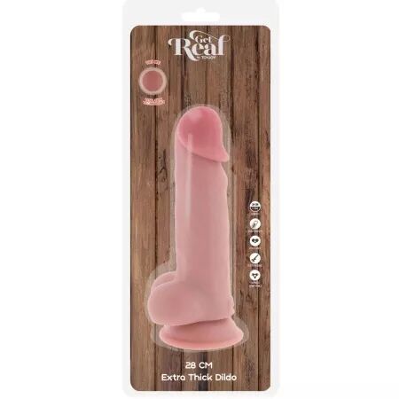GET REAL - P&Eacute;NIS R&Eacute;ALISTE DE LUXE AVEC TESTICULES EXTRA &Eacute;PAIS DE 28 CM