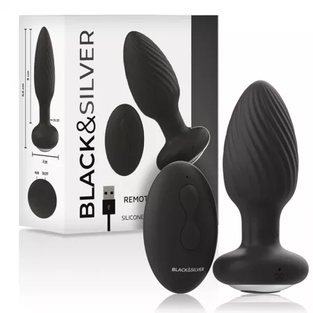 BLACK&SILVER - T&Eacute;L&Eacute;COMMANDE DU ROTATEUR ANAL EN SILICONE WELLS PLUG