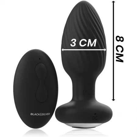 BLACK&SILVER - T&Eacute;L&Eacute;COMMANDE DU ROTATEUR ANAL EN SILICONE WELLS PLUG