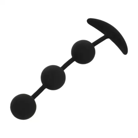 BLACK&SILVER - CHAPELET ANAL HARRY 3 SPH&Egrave;RES EN SILICONE 14 CM