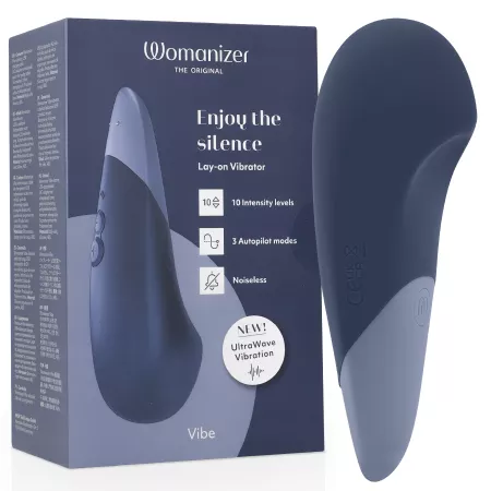 WOMANIZER - VIBE LAY-ON VIBRATEUR SILENCIEUX BLEU FONC&Eacute;