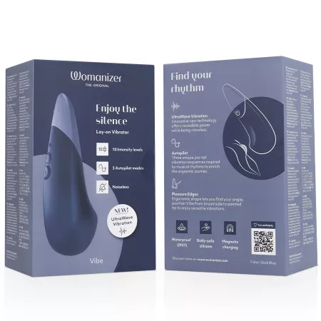 WOMANIZER - VIBE LAY-ON VIBRATEUR SILENCIEUX BLEU FONC&Eacute;