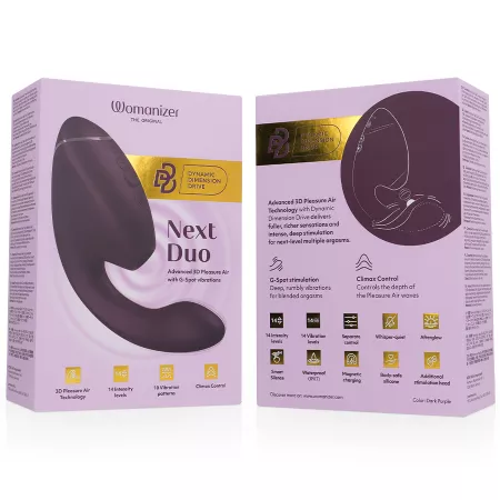 WOMANIZER - DUO NEXT STIMULATEUR CLITORIAL ET DE POINT G DOUBLE VIOLET FONC&Eacute;