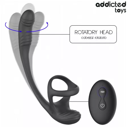 ADDICTED TOYS - PLUG ANAL AVEC VIBRATION, ONDULATION &Agrave; 360&deg; ET STIMULATEUR DE TESTICULES