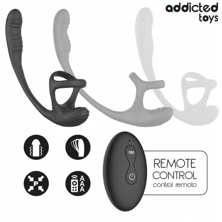 ADDICTED TOYS - PLUG ANAL AVEC VIBRATION, ONDULATION &Agrave; 360&deg; ET STIMULATEUR DE TESTICULES