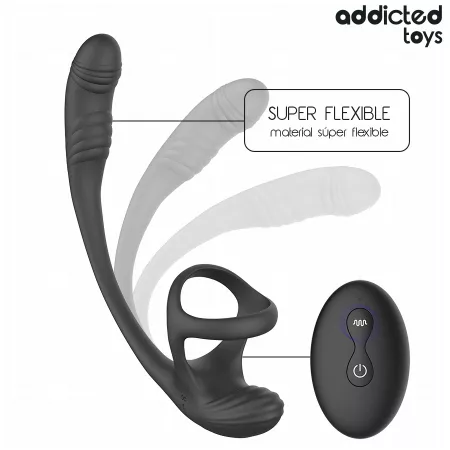 ADDICTED TOYS - PLUG ANAL AVEC VIBRATION, ONDULATION &Agrave; 360&deg; ET STIMULATEUR DE TESTICULES