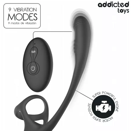 ADDICTED TOYS - PLUG ANAL AVEC VIBRATION, ONDULATION &Agrave; 360&deg; ET STIMULATEUR DE TESTICULES
