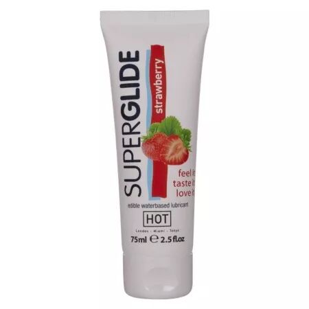 HOT - SUPERGLIDE LUBRIFIANT COMESTIBLE &Agrave; BASE D'EAU FRAISE 75 ML