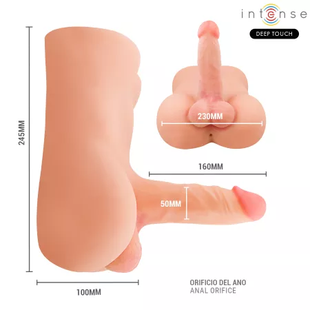 INTENSE DEEP TOUCH - TORSE DAMIEN AVEC ANUS ET GODE R&Eacute;ALISTE AVEC FONCTION DE POUSS&Eacute;E ET DE VIBRATION, T&Eacute;L&Eacute;COMMANDE, 3,5 KG