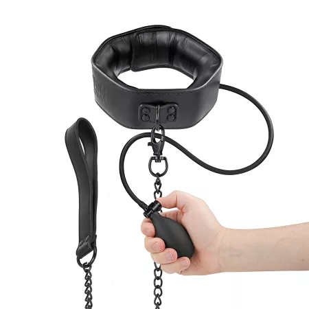 FETISH SUBMISSIVE BONDAGE - COLLIER D'&Eacute;TRANGLEMENT GONFLABLE AVEC CHA&Icirc;NE