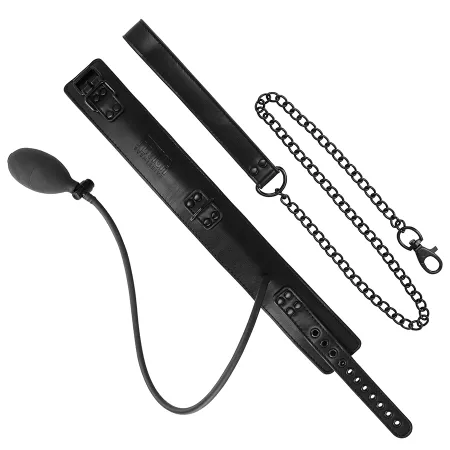 FETISH SUBMISSIVE BONDAGE - COLLIER D'&Eacute;TRANGLEMENT GONFLABLE AVEC CHA&Icirc;NE