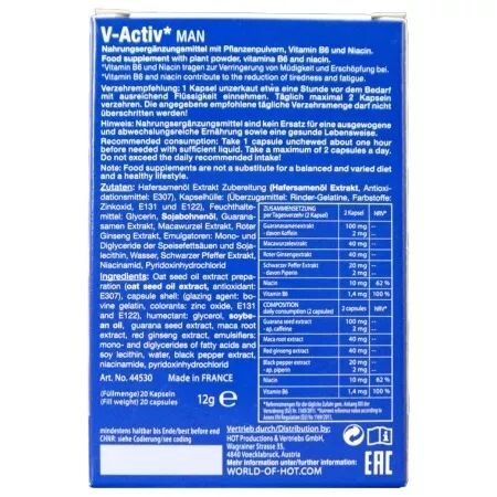 HOT - V-ACTIV CAPSULES HOMME 20 UNIT&Eacute;S
