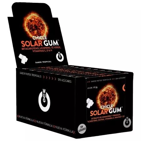 WUG GUM - SOLAR BRONZAGE SOLAIRE &Agrave; LA GOMME | PR&Eacute;SENTOIR 12 X 8 UNIT&Eacute;S