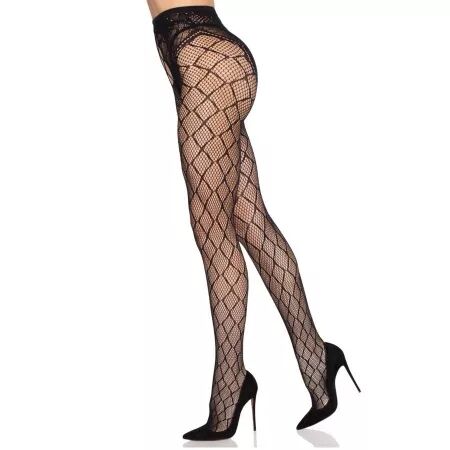 LEG AVENUE - 1966 COLLANTS R&Eacute;SILLE AVEC CULOTTE SANS ENTREJAMBE NOIR - TAILLE UNIQUE